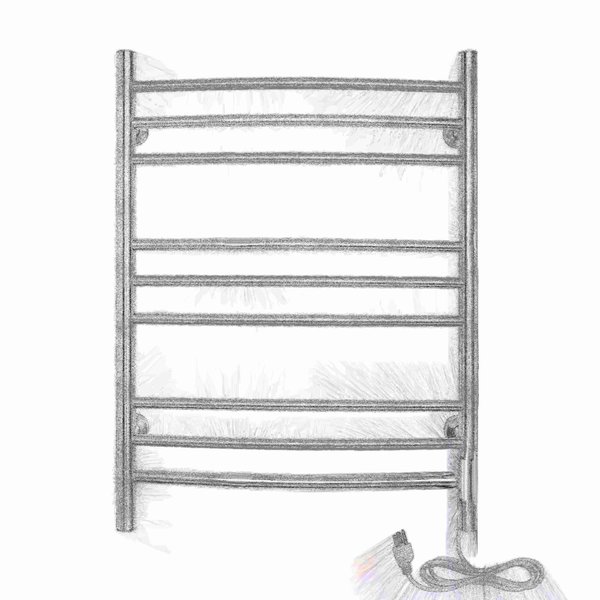 Warmlyyours Riviera Towel Warmer, Brushed, Dual Connection, 9 Bars TW-R09BS-HP